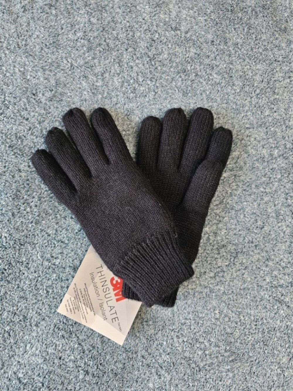 NWT 3M Thinsulate Insulated Black Knit Winter Gloves Unisex One Size